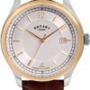 Rotary Timepieces Men’s Quartz Watch with White Dial Analogue Display and Two Tone Leather Strap